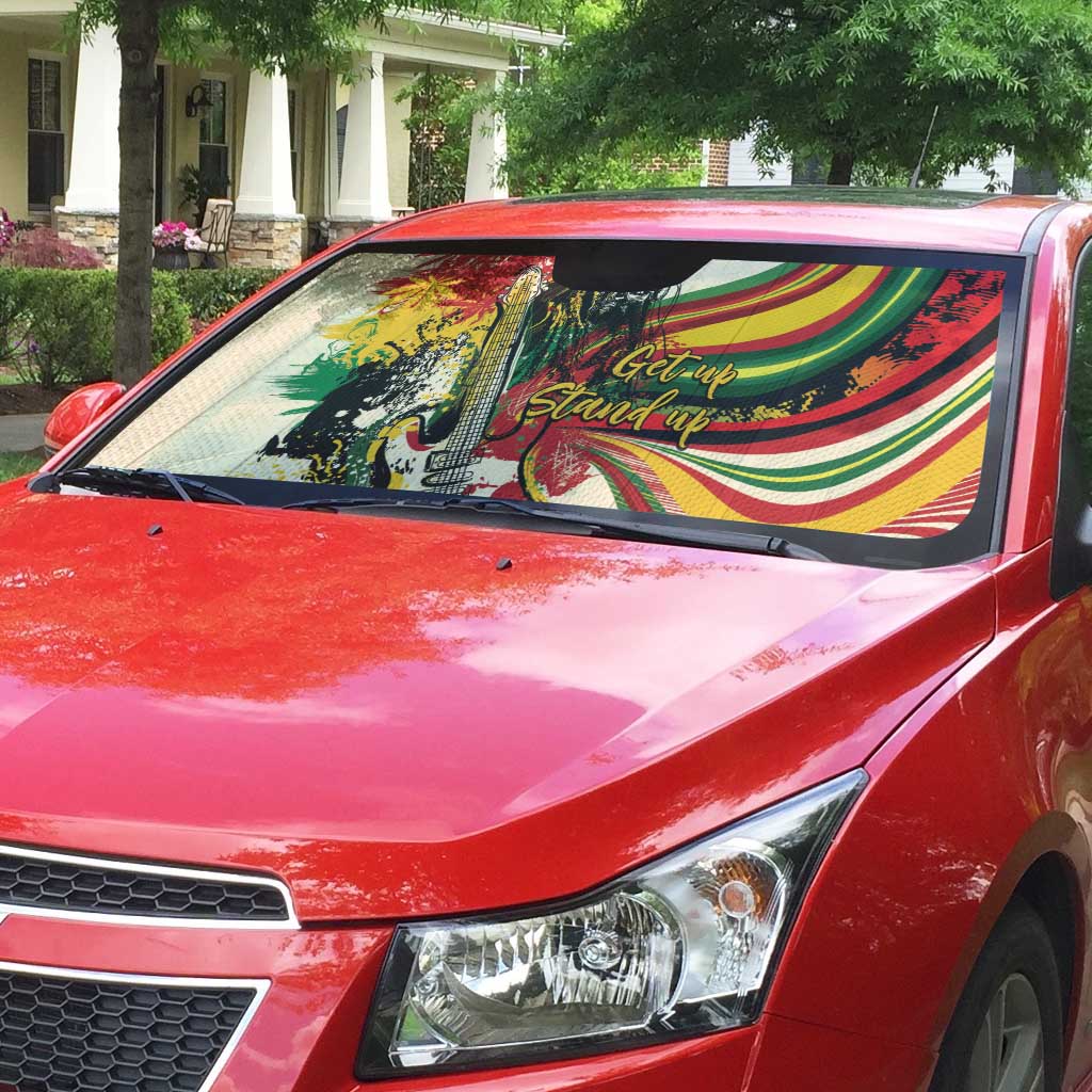 Reggae Soul B.Marley Grungy Auto Sun Shade Get Up Stand Up - African Pride