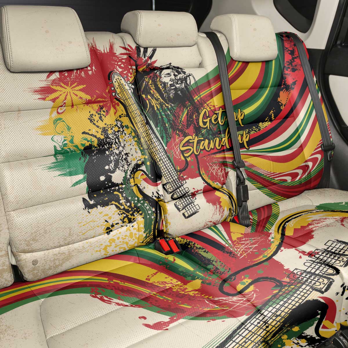 Reggae Soul B.Marley Grungy Back Car Seat Cover Get Up Stand Up - African Pride