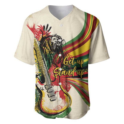 Reggae Soul B.Marley Grungy Baseball Jersey Get Up Stand Up - African Pride