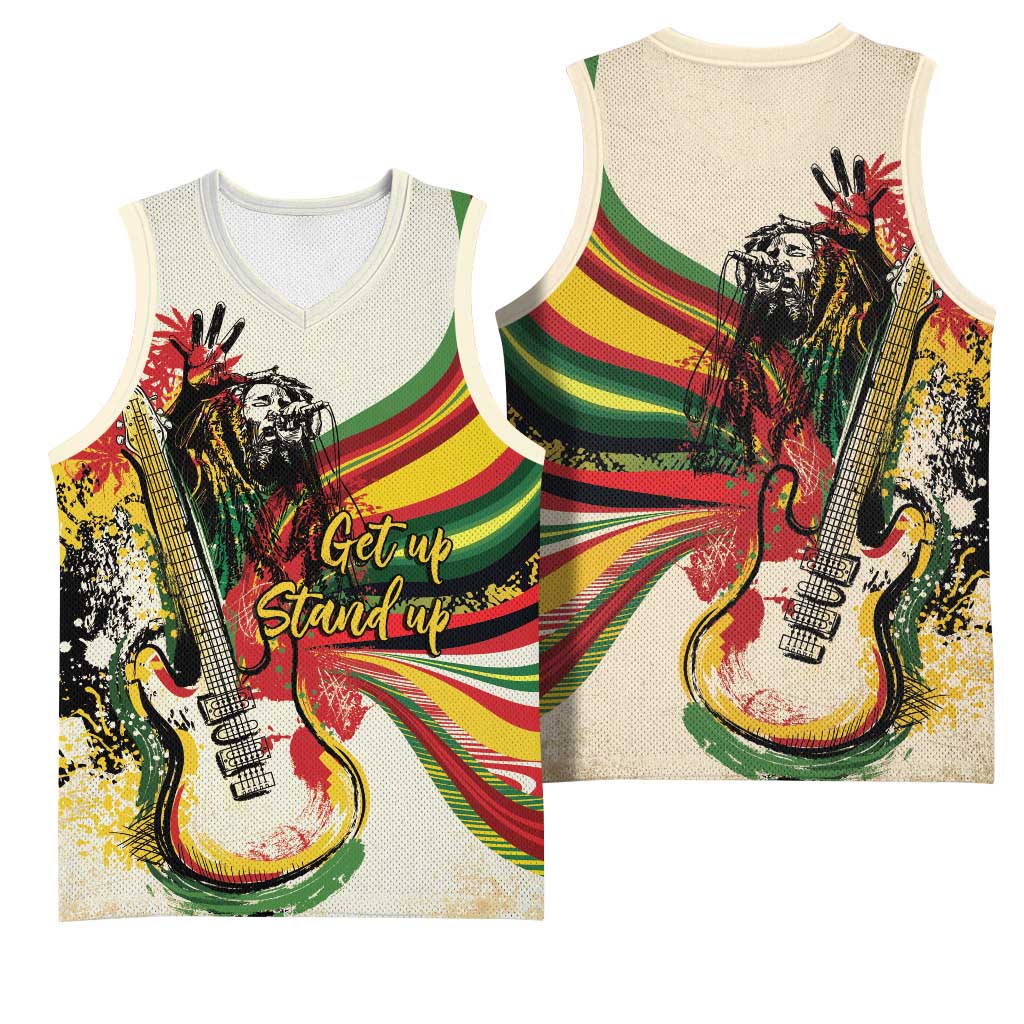 Reggae Soul B.Marley Grungy Basketball Jersey Get Up Stand Up - African Pride