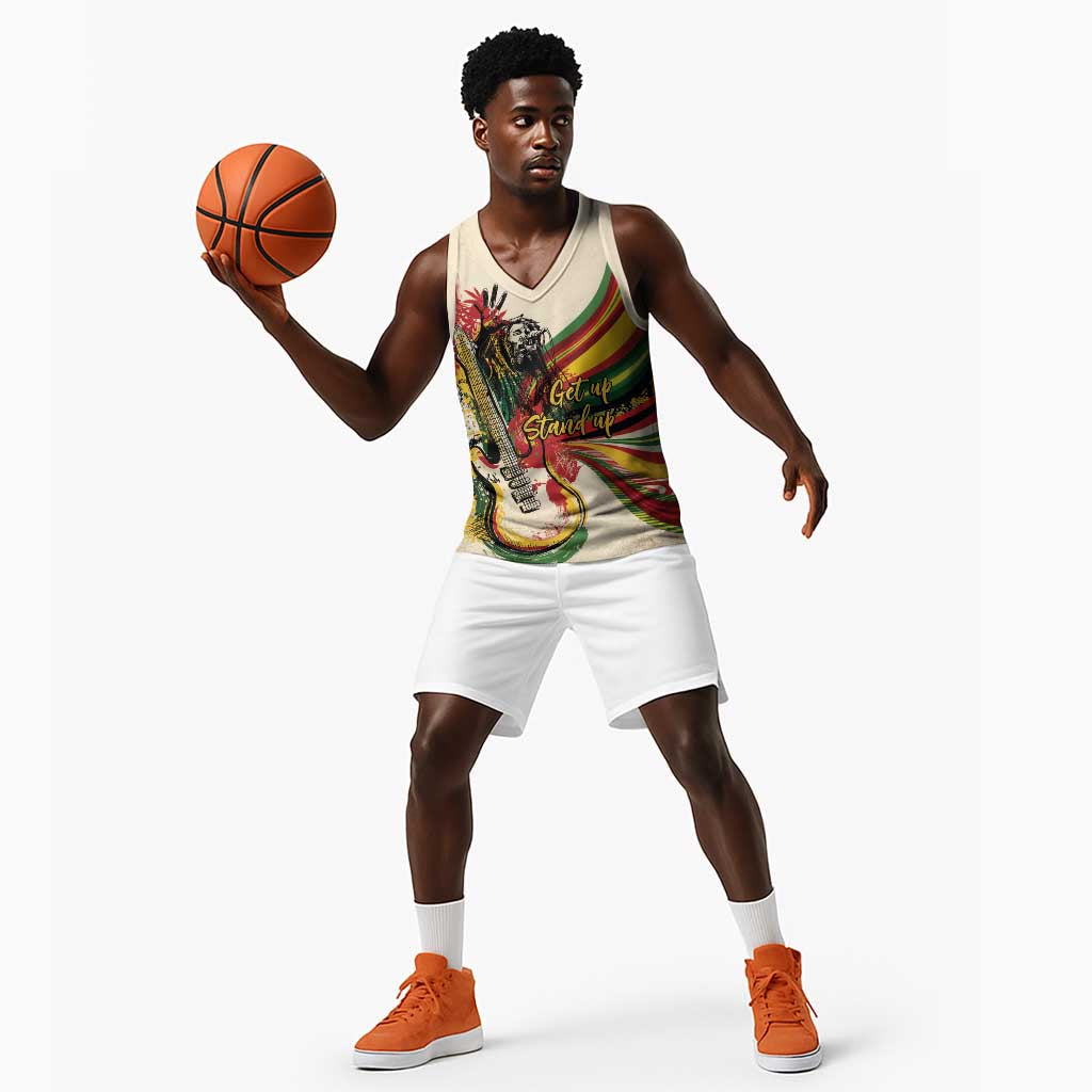 Reggae Soul B.Marley Grungy Basketball Jersey Get Up Stand Up - African Pride