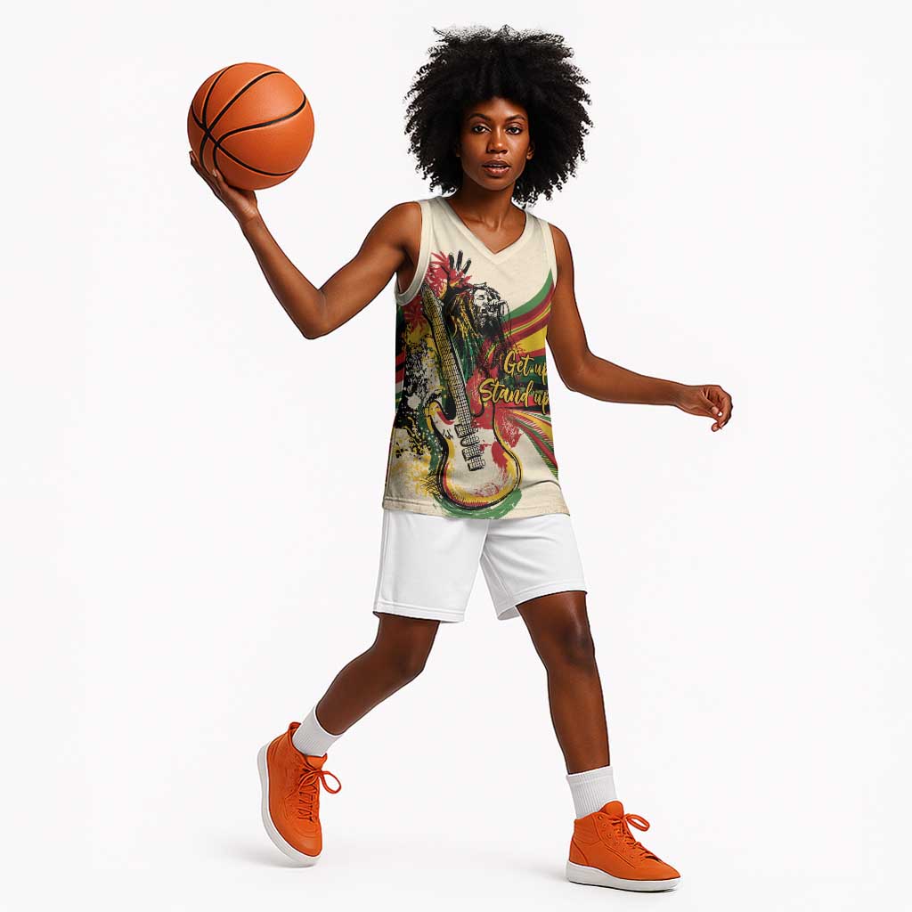 Reggae Soul B.Marley Grungy Basketball Jersey Get Up Stand Up - African Pride