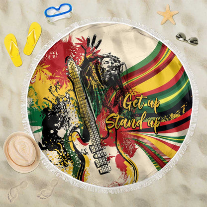 Reggae Soul B.Marley Grungy Beach Blanket Get Up Stand Up - African Pride
