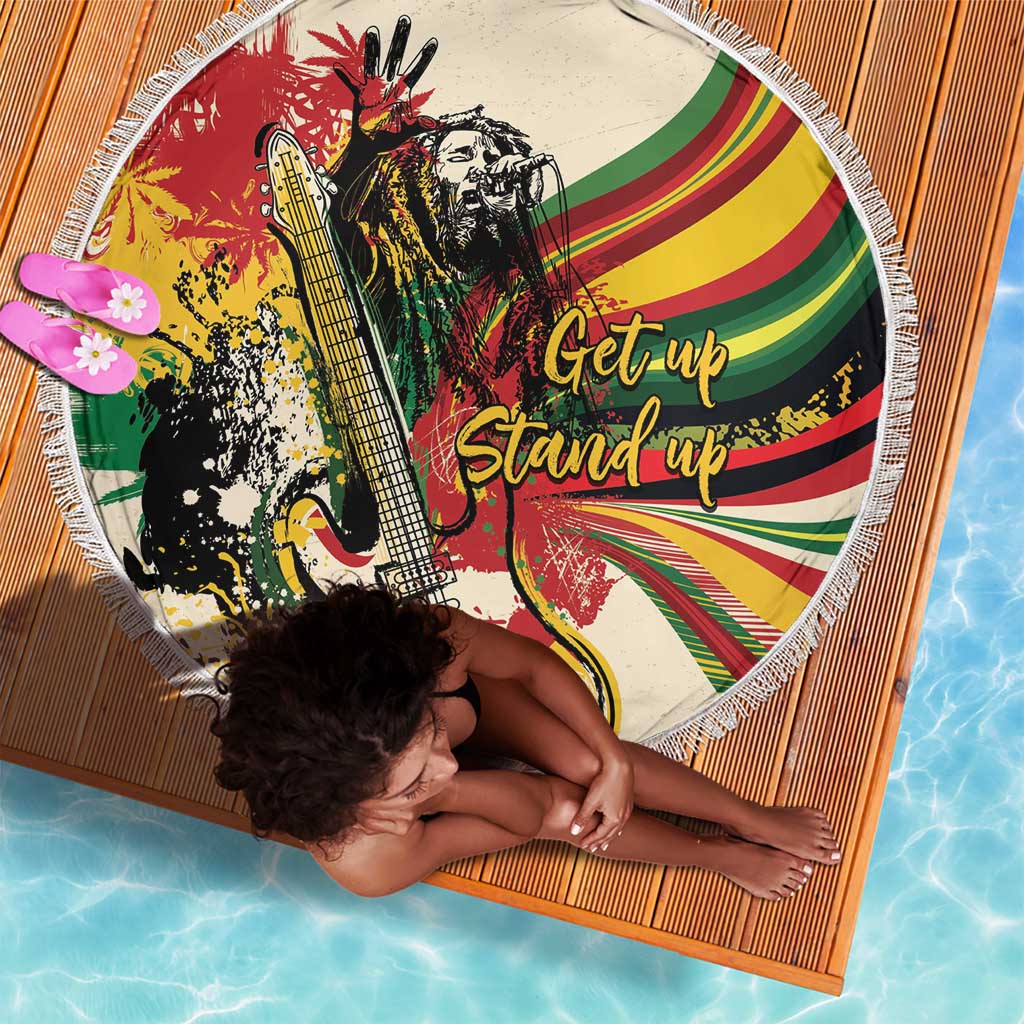 Reggae Soul B.Marley Grungy Beach Blanket Get Up Stand Up - African Pride