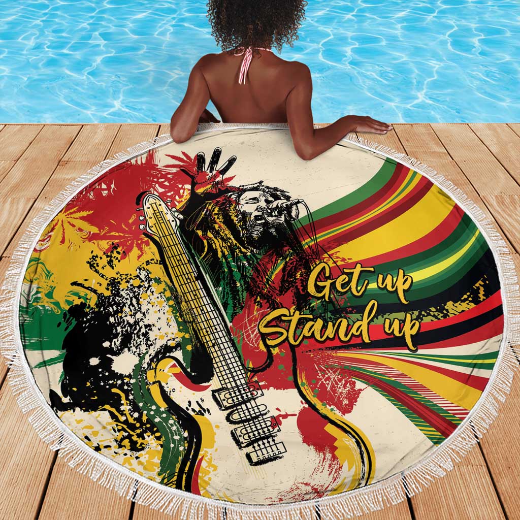 Reggae Soul B.Marley Grungy Beach Blanket Get Up Stand Up - African Pride