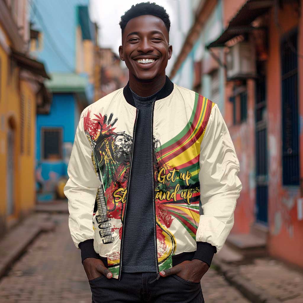Reggae Soul B.Marley Grungy Bomber Jacket Get Up Stand Up - African Pride