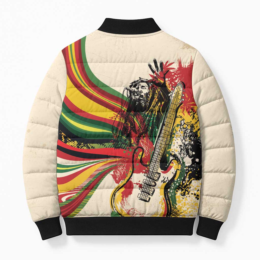 Reggae Soul B.Marley Grungy Bomber Puffer Jacket Get Up Stand Up - African Pride