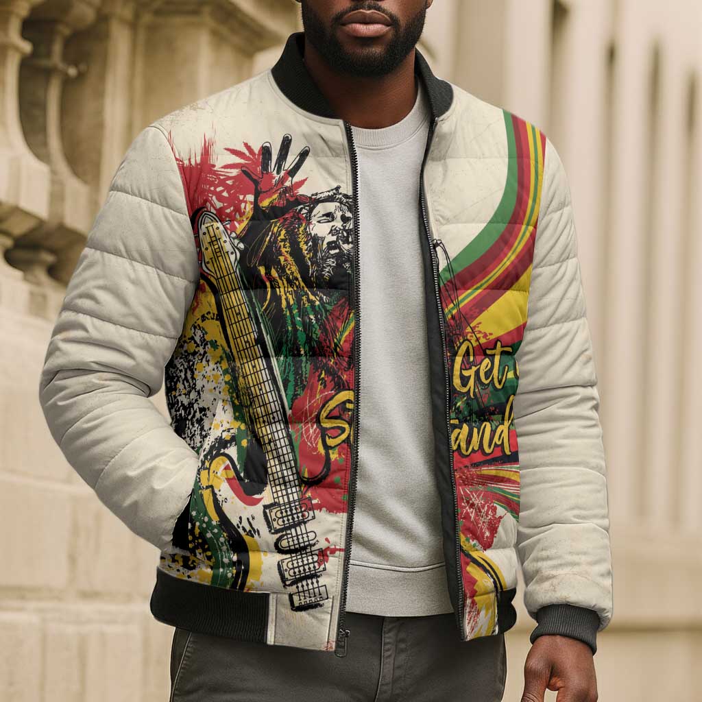 Reggae Soul B.Marley Grungy Bomber Puffer Jacket Get Up Stand Up - African Pride