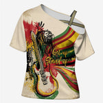 Reggae Soul B.Marley Grungy Cross Shoulder Shirt Get Up Stand Up - African Pride