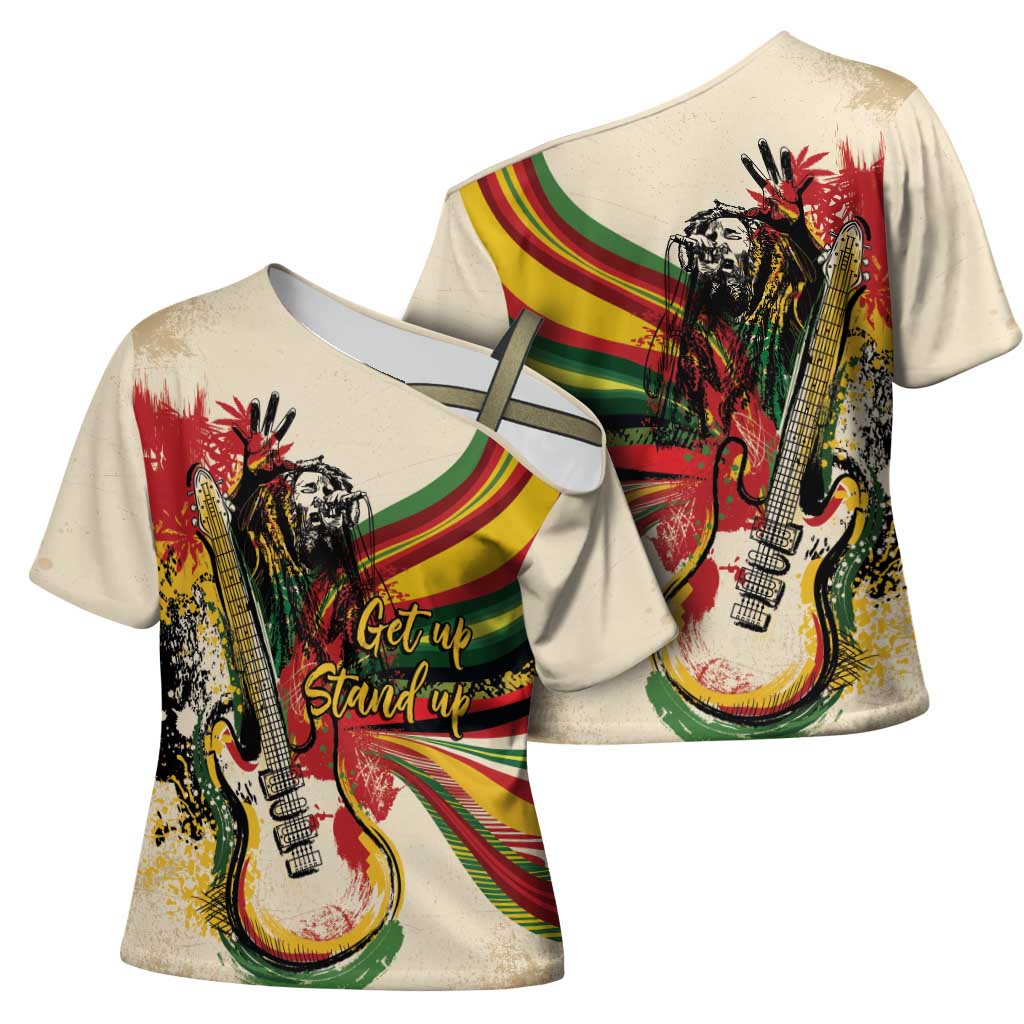 Reggae Soul B.Marley Grungy Cross Shoulder Shirt Get Up Stand Up - African Pride