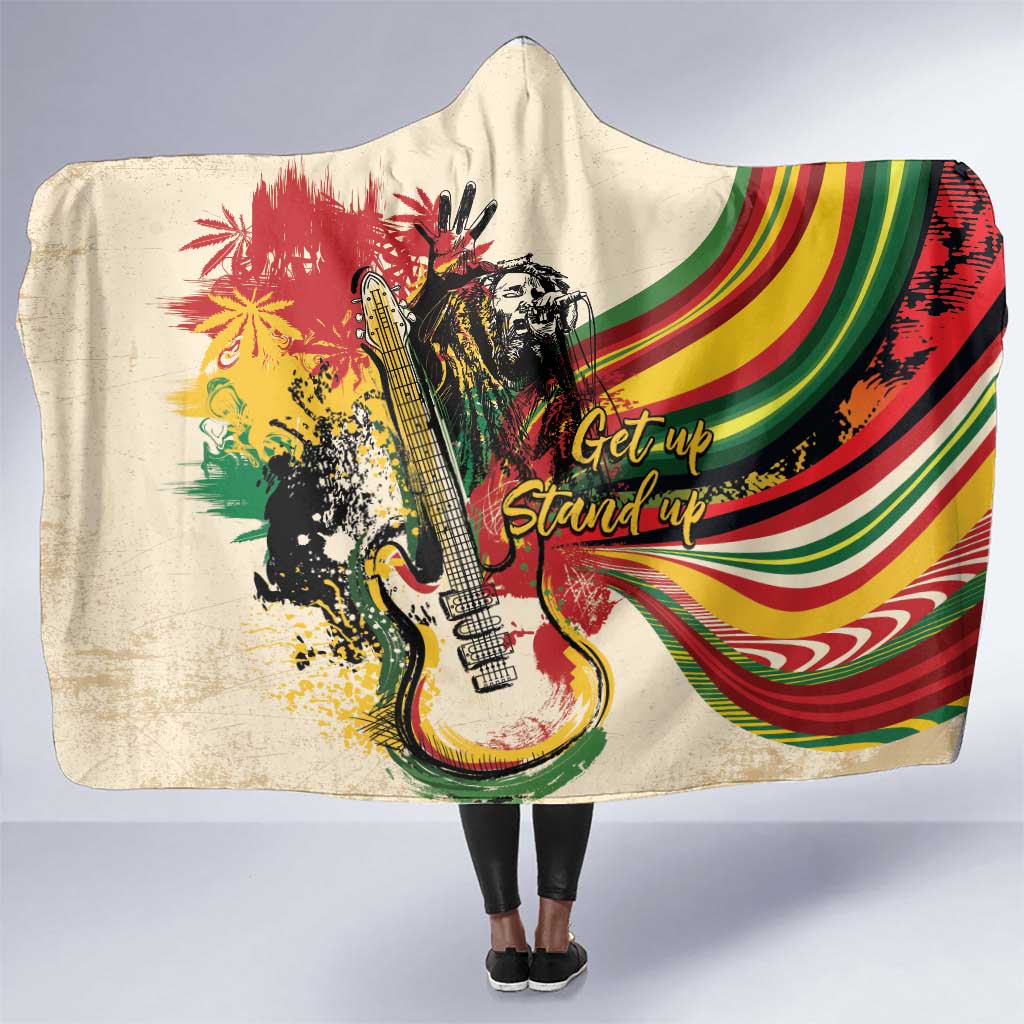 Reggae Soul B.Marley Grungy Hooded Blanket Get Up Stand Up - African Pride