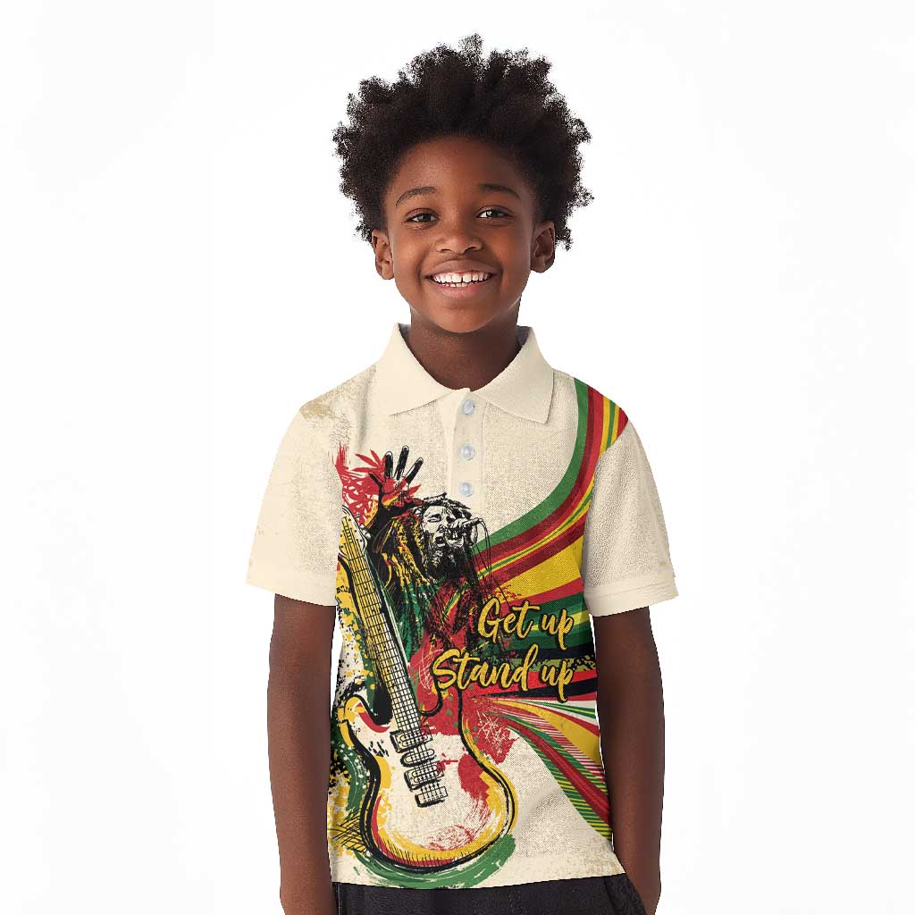 Reggae Soul B.Marley Grungy Kid Polo Shirt Get Up Stand Up - African Pride
