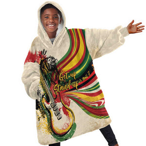 Reggae Soul B.Marley Grungy Kid Wearable Blanket Hoodie Get Up Stand Up - African Pride