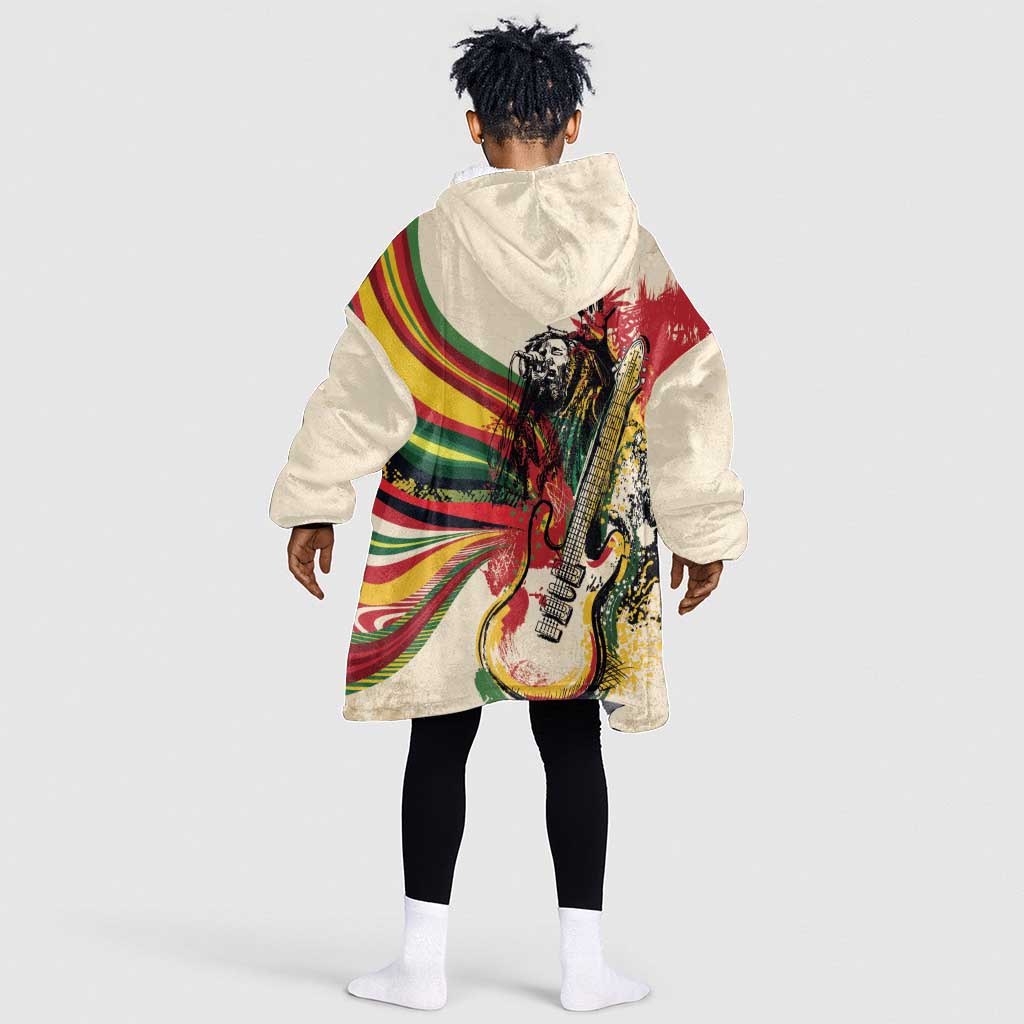 Reggae Soul B.Marley Grungy Kid Wearable Blanket Hoodie Get Up Stand Up - African Pride