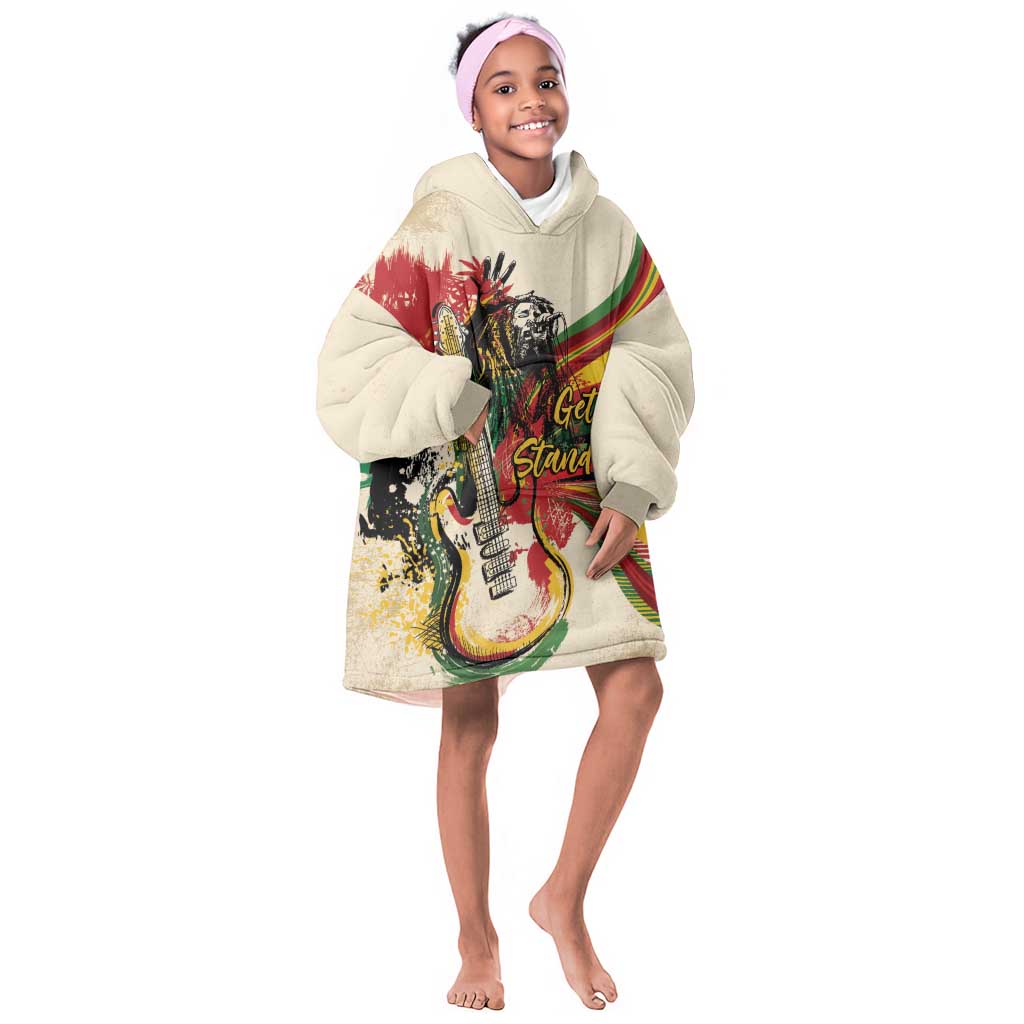 Reggae Soul B.Marley Grungy Kid Wearable Blanket Hoodie Get Up Stand Up - African Pride