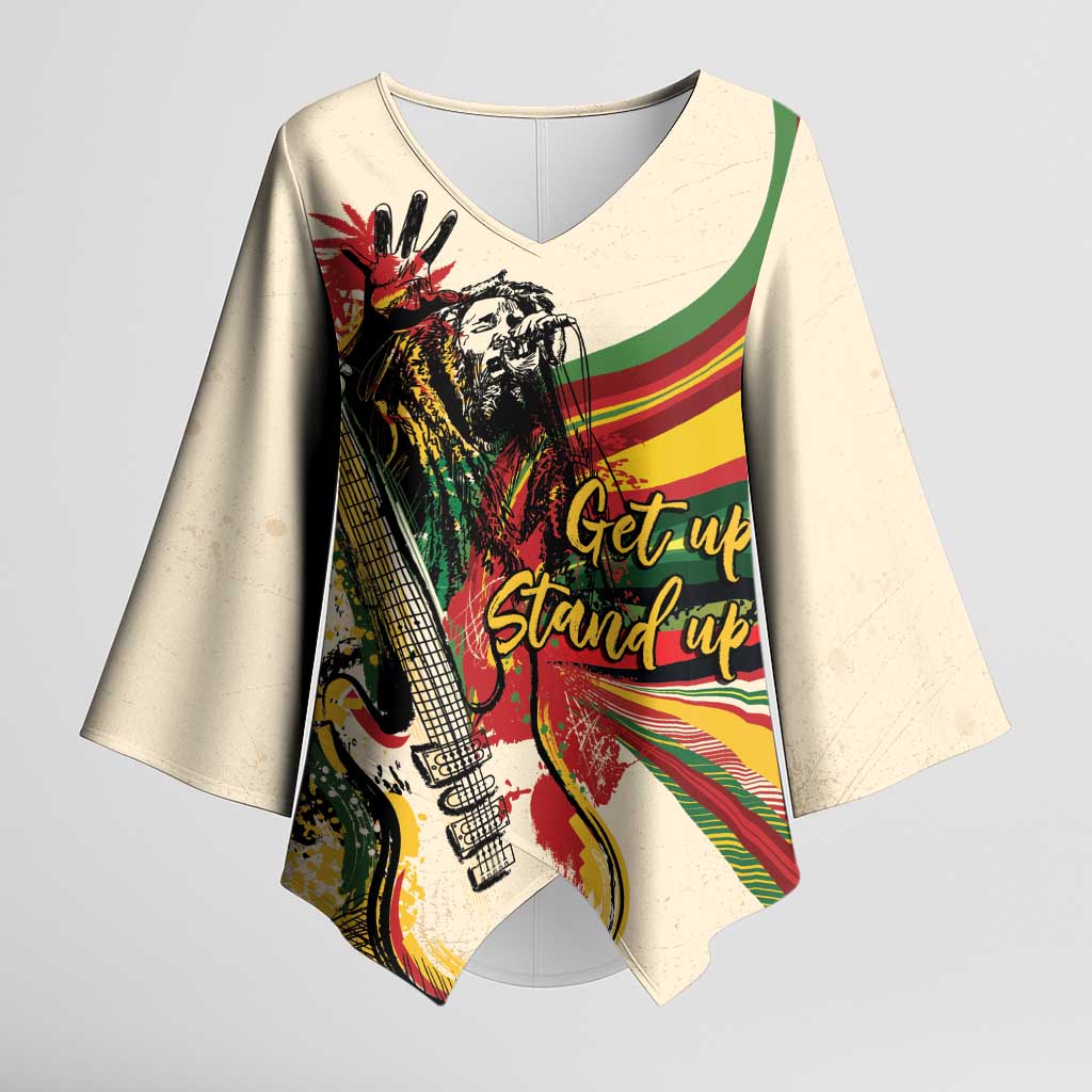 Reggae Soul B.Marley Grungy Kimono Sleeve Blouse Get Up Stand Up - African Pride