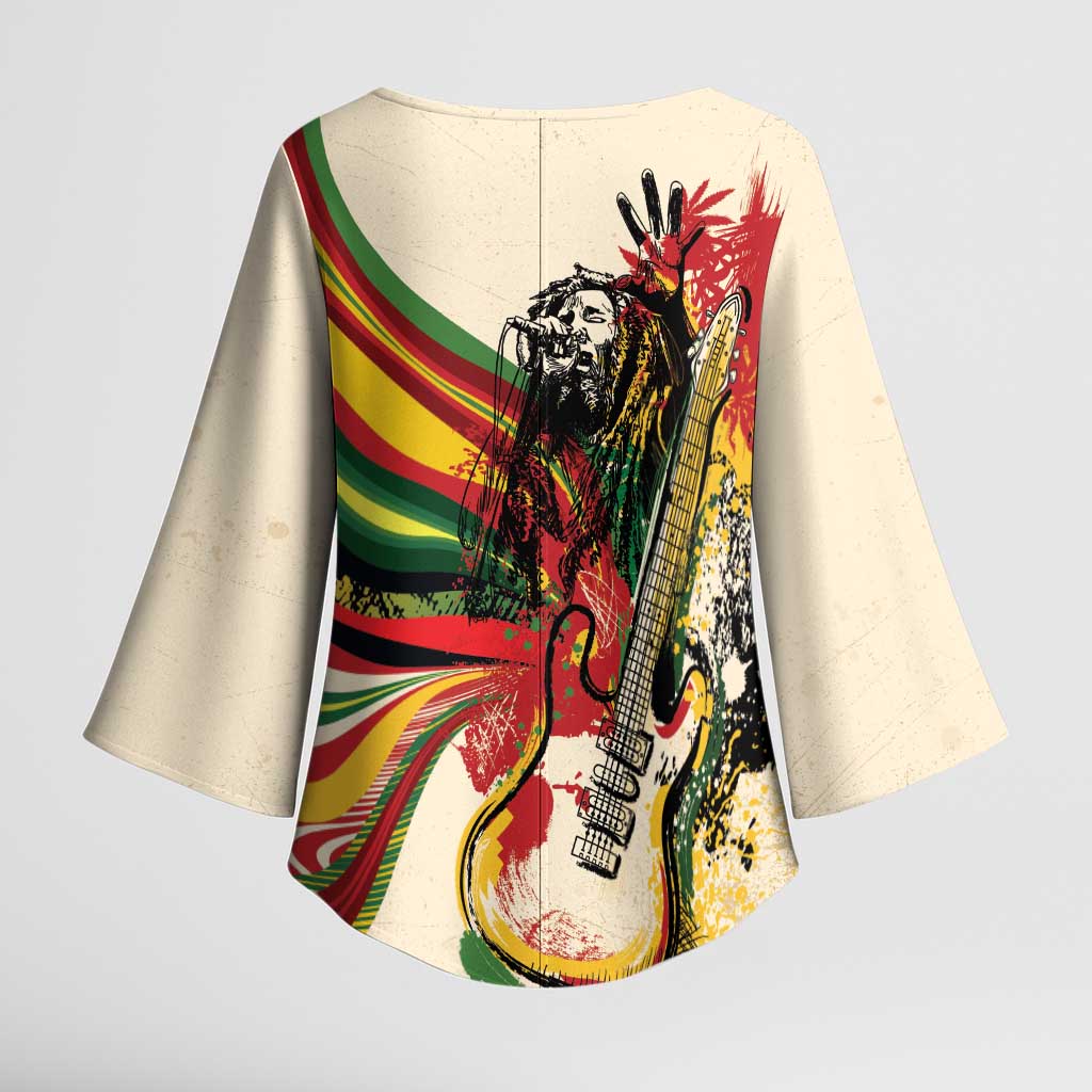 Reggae Soul B.Marley Grungy Kimono Sleeve Blouse Get Up Stand Up - African Pride