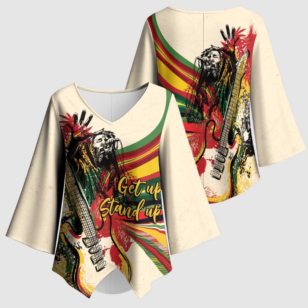Reggae Soul B.Marley Grungy Kimono Sleeve Blouse Get Up Stand Up - African Pride