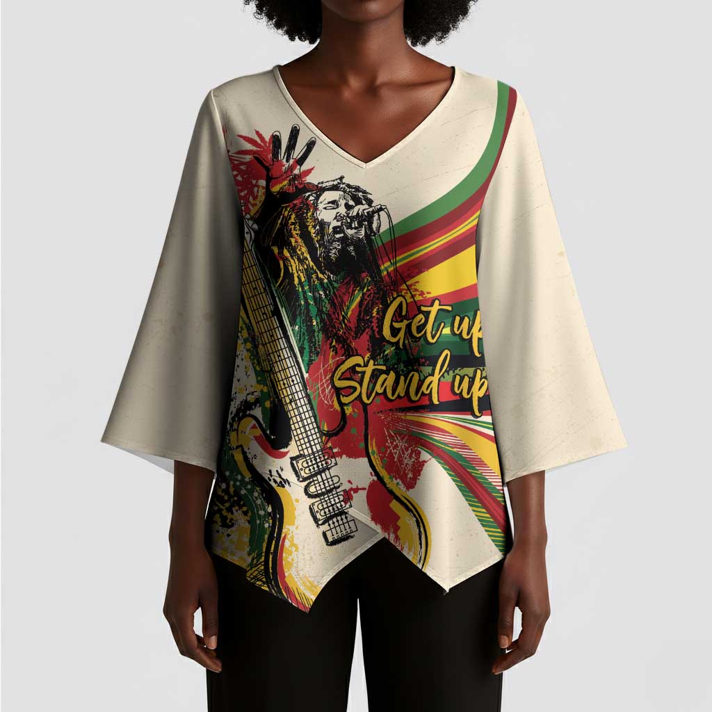 Reggae Soul B.Marley Grungy Kimono Sleeve Blouse Get Up Stand Up - African Pride