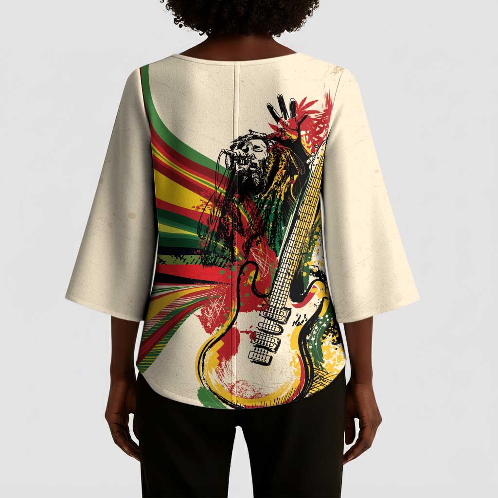 Reggae Soul B.Marley Grungy Kimono Sleeve Blouse Get Up Stand Up - African Pride
