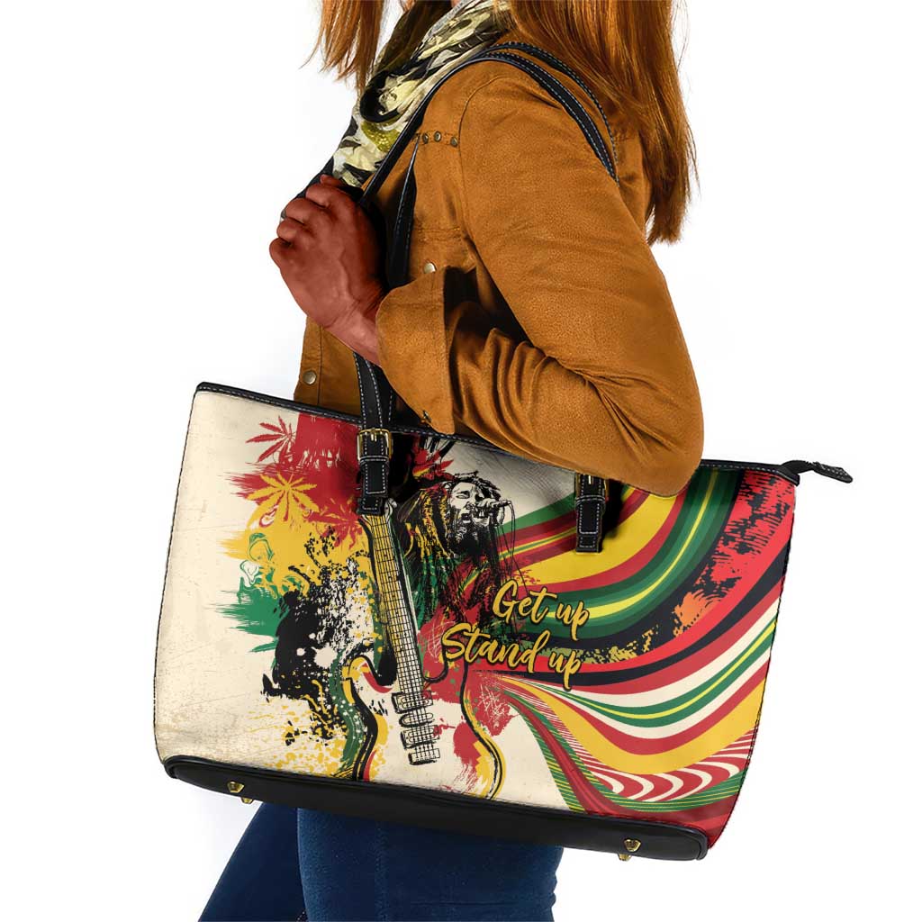 Reggae Soul B.Marley Grungy Leather Tote Bag Get Up Stand Up - African Pride