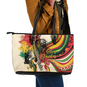 Reggae Soul B.Marley Grungy Leather Tote Bag Get Up Stand Up - African Pride