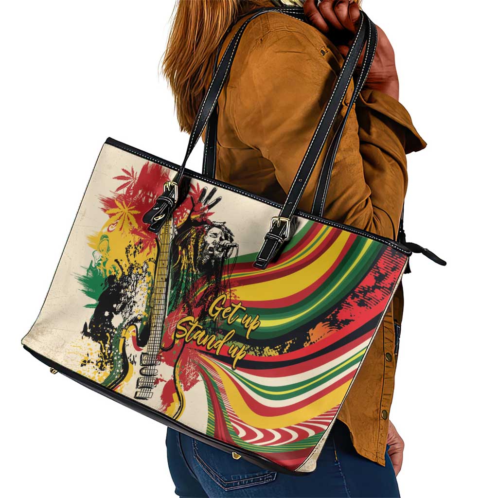 Reggae Soul B.Marley Grungy Leather Tote Bag Get Up Stand Up - African Pride
