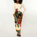 Reggae Soul B.Marley Grungy Long Sleeve Bodycon Dress Get Up Stand Up - African Pride