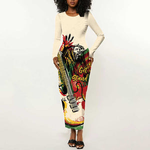 Reggae Soul B.Marley Grungy Long Sleeve Bodycon Dress Get Up Stand Up - African Pride