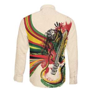 Reggae Soul B.Marley Grungy Long Sleeve Button Shirt Get Up Stand Up - African Pride