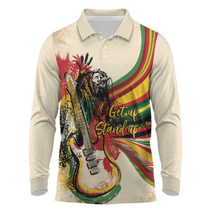 Reggae Soul B.Marley Grungy Long Sleeve Polo Shirt Get Up Stand Up - African Pride