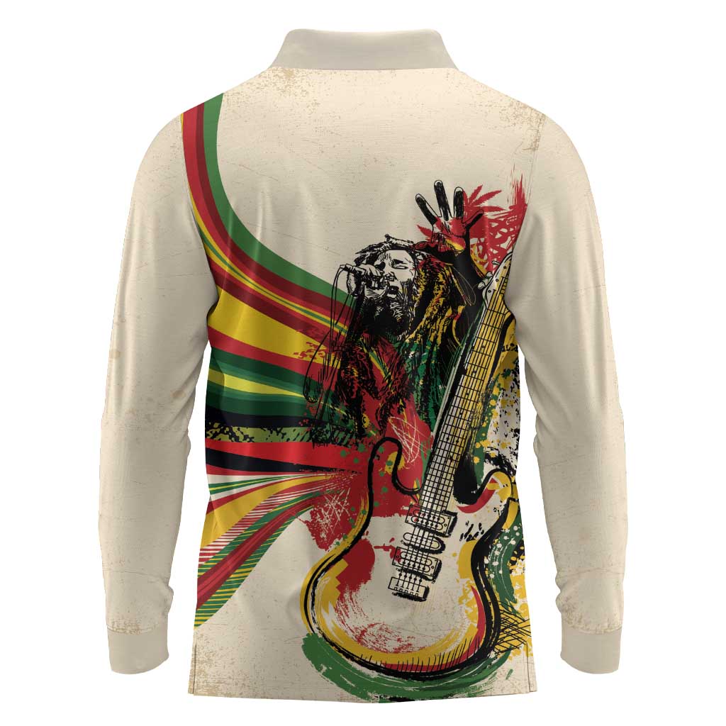 Reggae Soul B.Marley Grungy Long Sleeve Polo Shirt Get Up Stand Up - African Pride