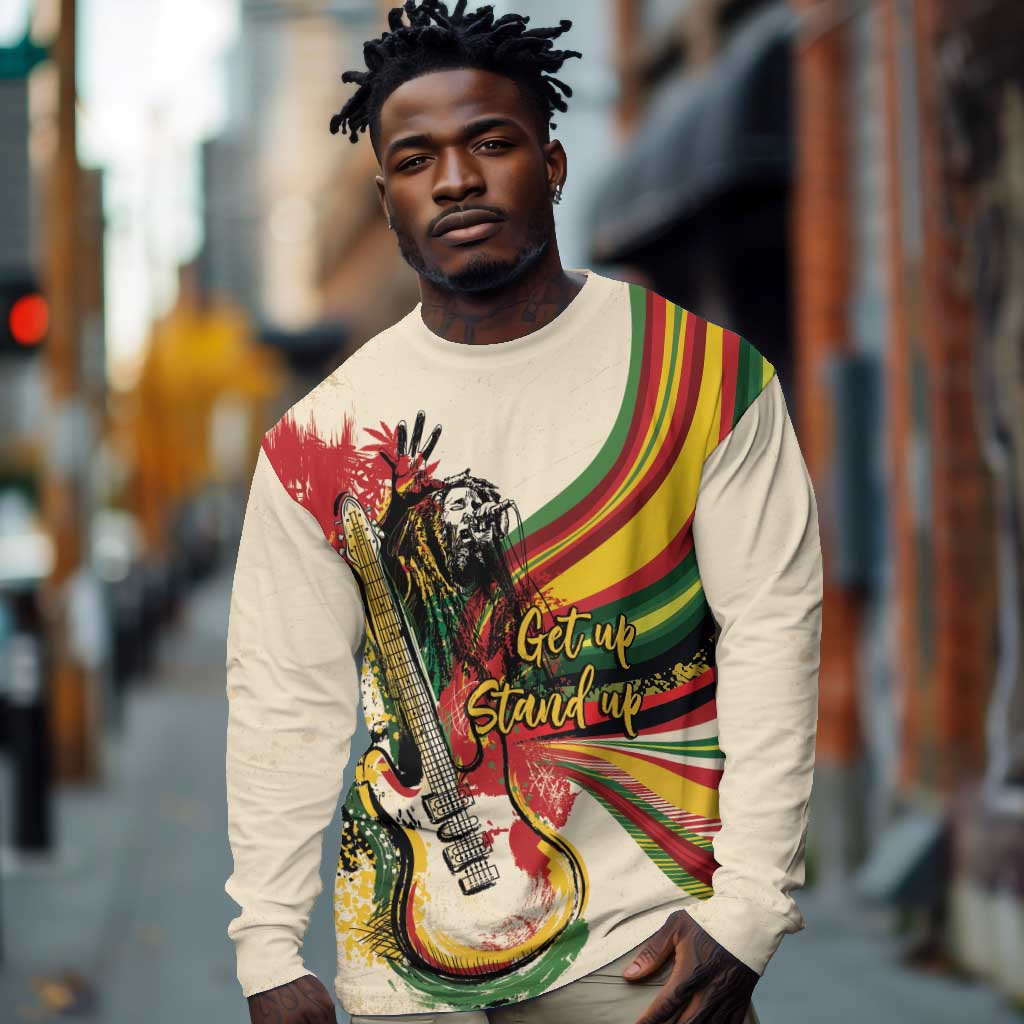 Reggae Soul B.Marley Grungy Long Sleeve Shirt Get Up Stand Up - African Pride