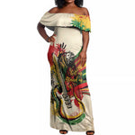 Reggae Soul B.Marley Grungy Off Shoulder Maxi Dress Get Up Stand Up - African Pride