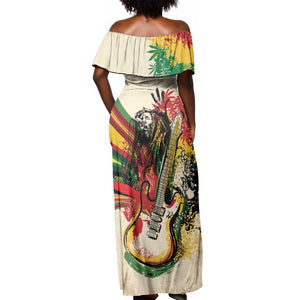 Reggae Soul B.Marley Grungy Off Shoulder Maxi Dress Get Up Stand Up - African Pride