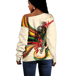 Reggae Soul B.Marley Grungy Off Shoulder Sweater Get Up Stand Up - African Pride