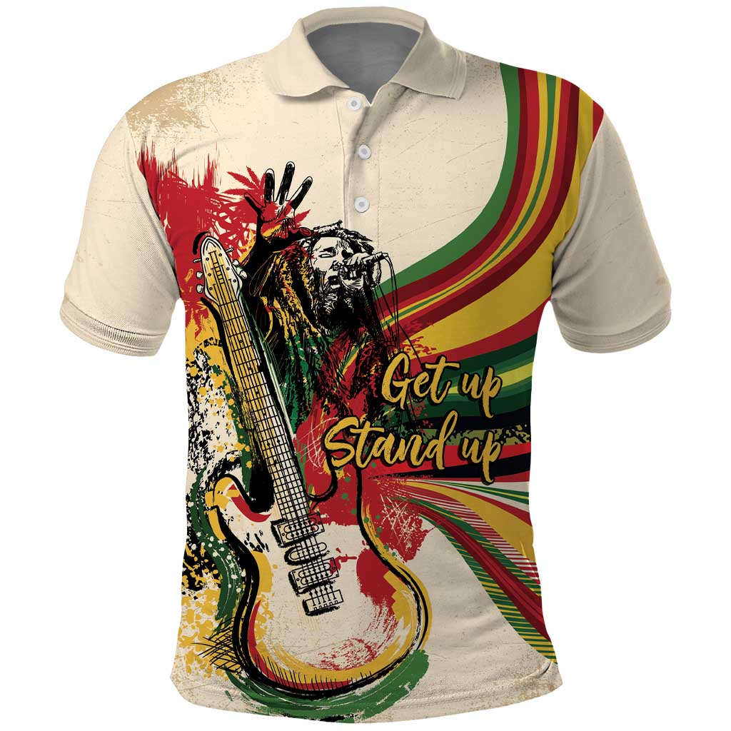 Reggae Soul B.Marley Grungy Polo Shirt Get Up Stand Up - African Pride