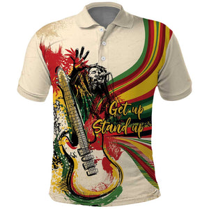 Reggae Soul B.Marley Grungy Polo Shirt Get Up Stand Up - African Pride