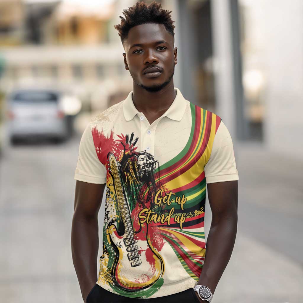 Reggae Soul B.Marley Grungy Polo Shirt Get Up Stand Up - African Pride