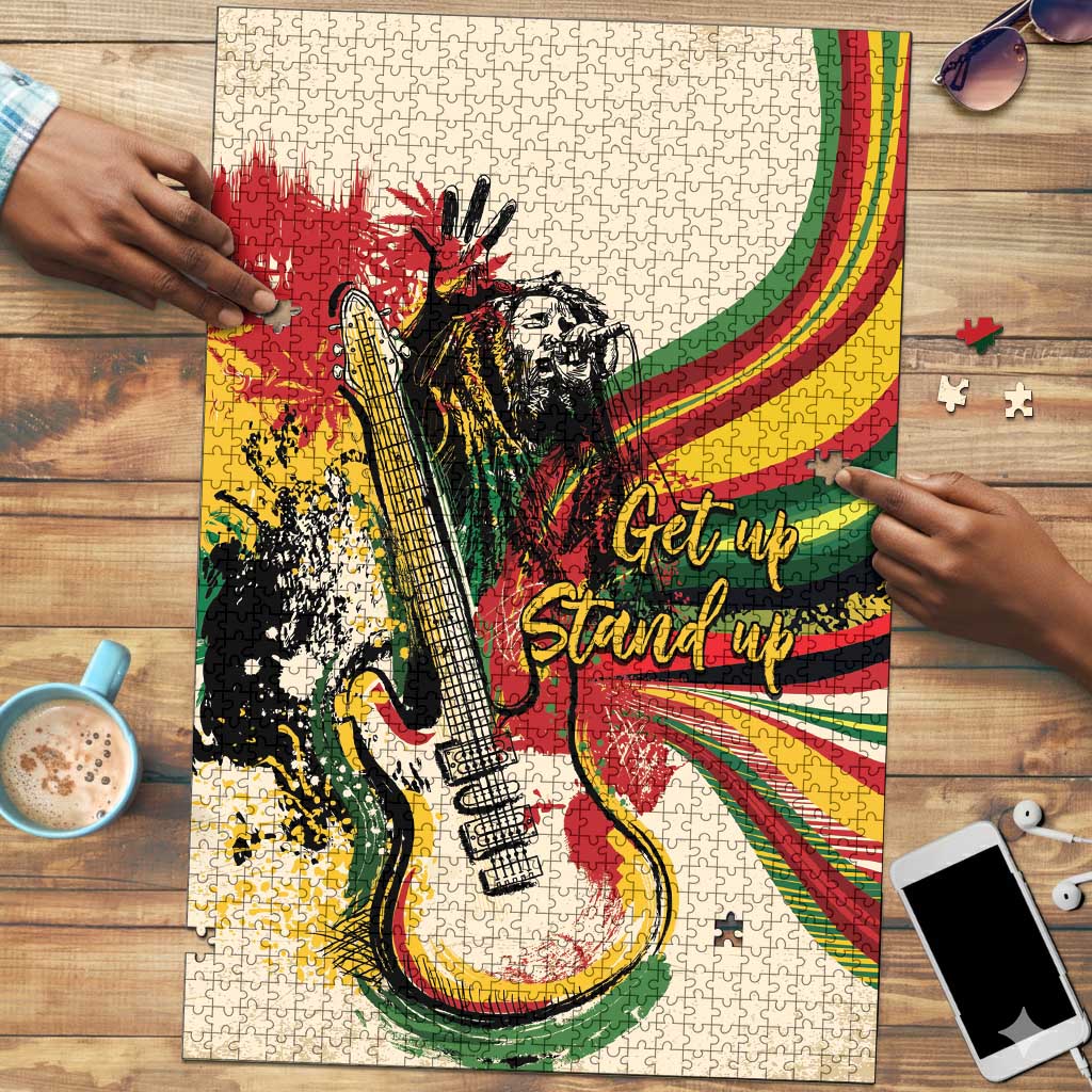 Reggae Soul B.Marley Grungy Puzzle Get Up Stand Up - African Pride