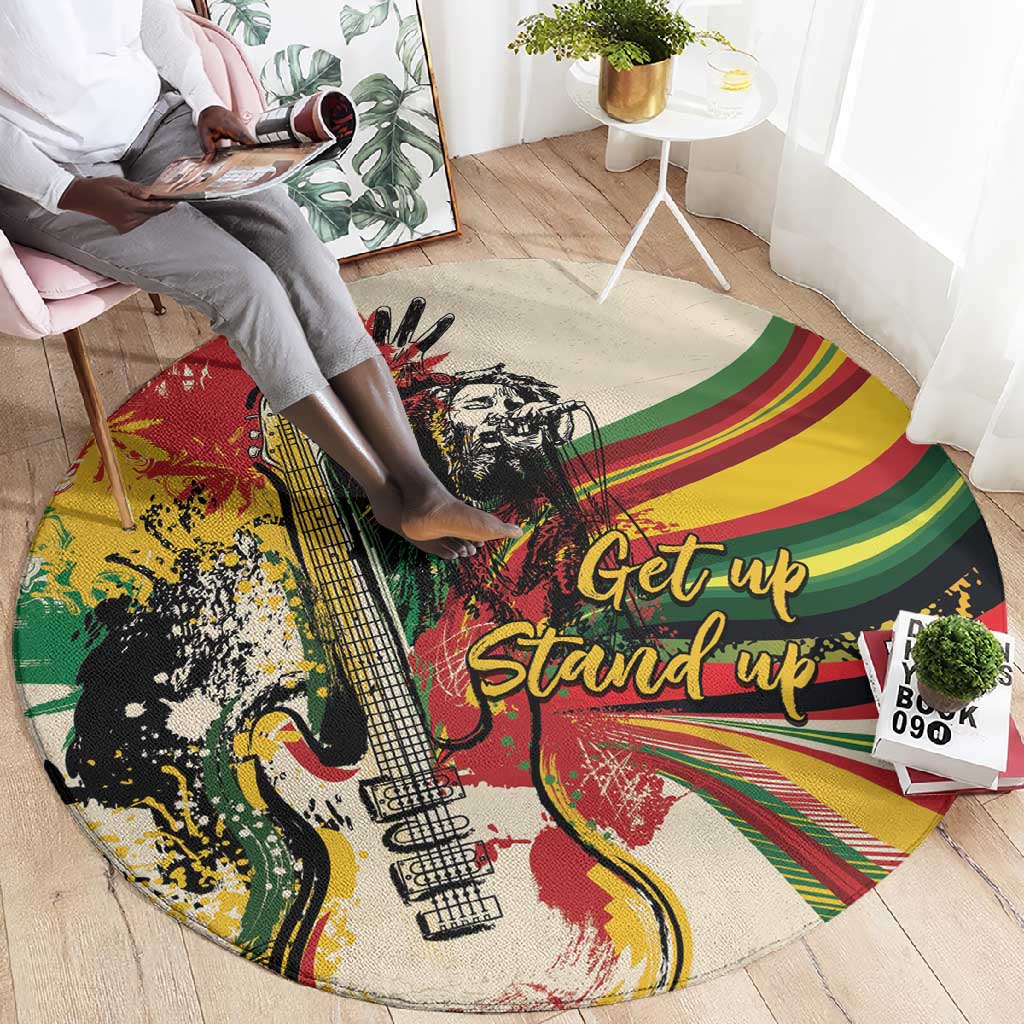 Reggae Soul B.Marley Grungy Round Carpet Get Up Stand Up - African Pride