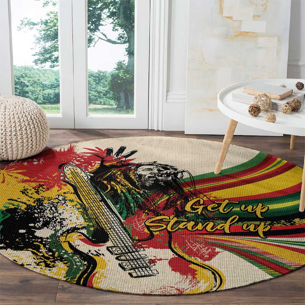 Reggae Soul B.Marley Grungy Round Carpet Get Up Stand Up - African Pride