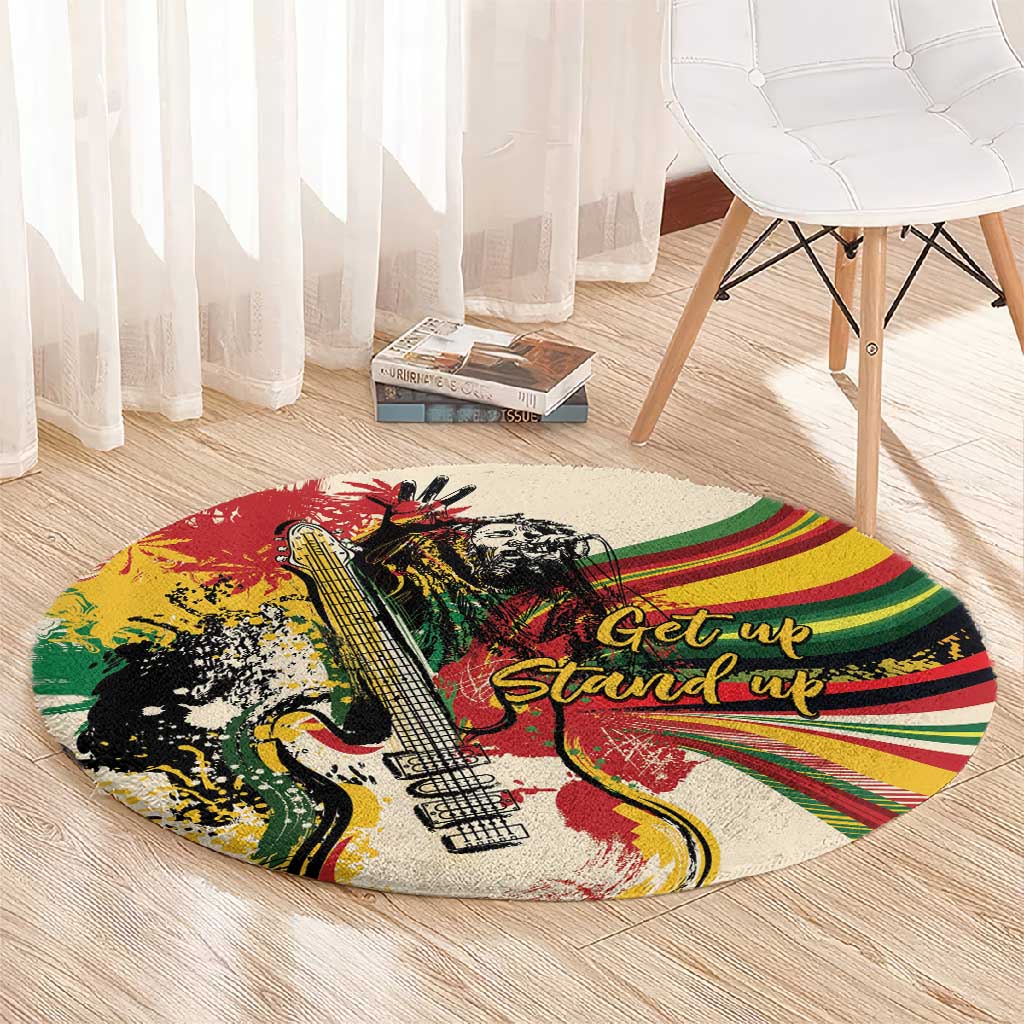 Reggae Soul B.Marley Grungy Round Carpet Get Up Stand Up - African Pride