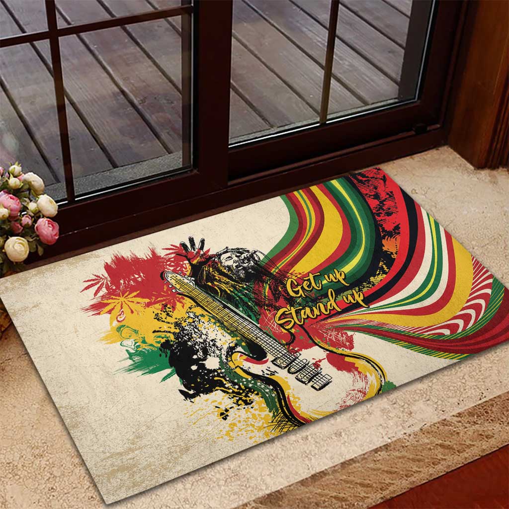 Reggae Soul B.Marley Grungy Rubber Doormat Get Up Stand Up - African Pride