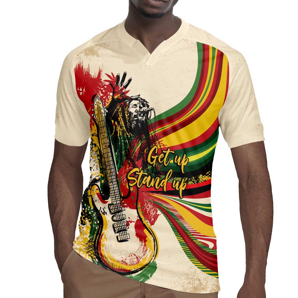 Reggae Soul B.Marley Grungy Rugby Jersey Get Up Stand Up - African Pride