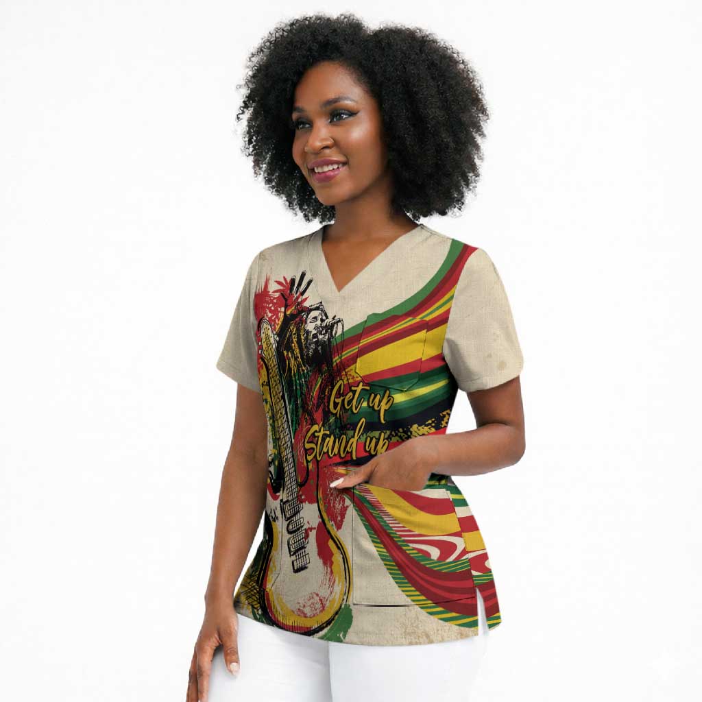 Reggae Soul B.Marley Grungy Scrub Top Get Up Stand Up - African Pride