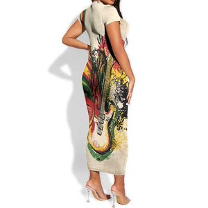 Reggae Soul B.Marley Grungy Short Sleeve Bodycon Dress Get Up Stand Up - African Pride