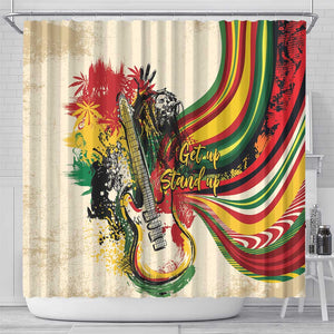 Reggae Soul B.Marley Grungy Shower Curtain Get Up Stand Up - African Pride
