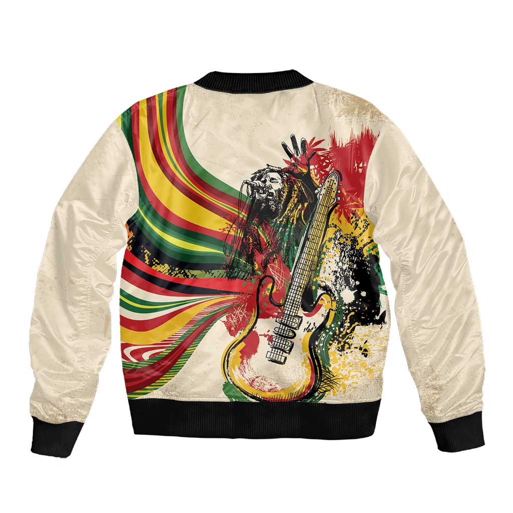 Reggae Soul B.Marley Grungy Sleeve Zip Bomber Jacket Get Up Stand Up - African Pride