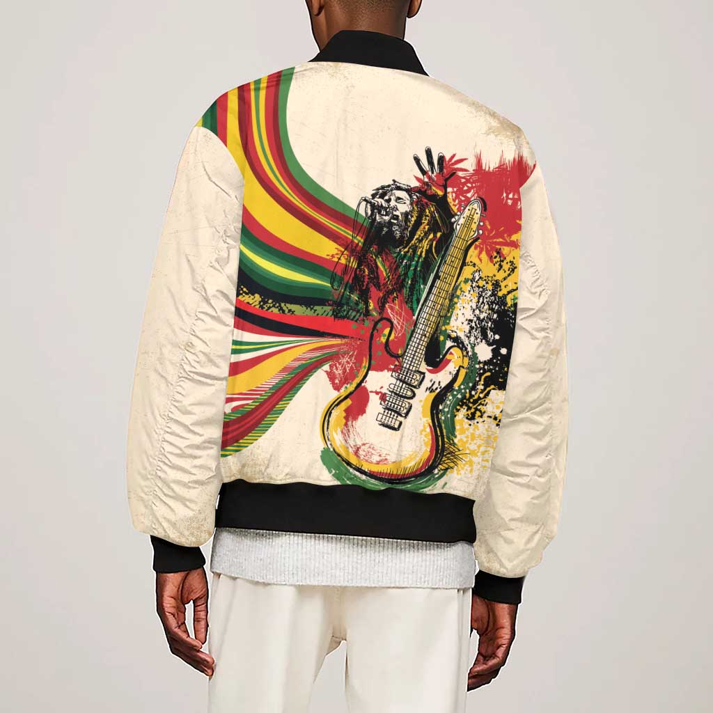 Reggae Soul B.Marley Grungy Sleeve Zip Bomber Jacket Get Up Stand Up - African Pride
